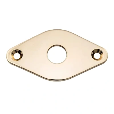 Image of Musiclily Pro 9.6mm Steel Curved Diamond Jack Plate for Electric Guitar Bass, Gold