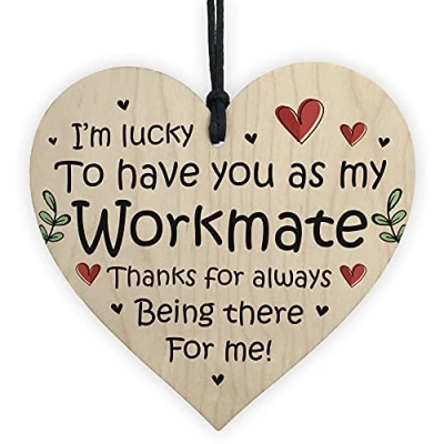 Image of RED OCEAN Thank You Wooden Heart Gift For Colleague Co Worker New Job Leaving Friend
