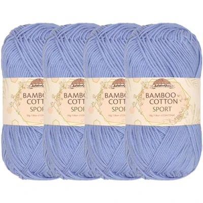 Image of JubileeYarn Bamboo Cotton Sport 4 Ply Yarn 50g/Skein Glacier Blue Skeins