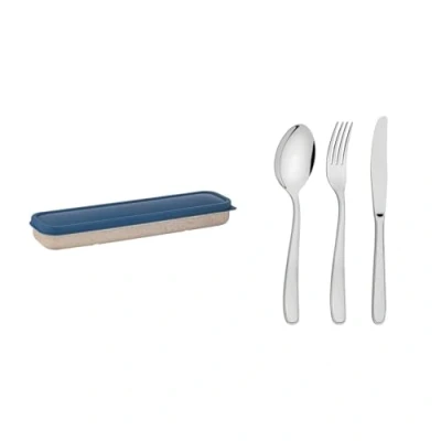 Image of Tramontina 4 Pcs. Stainless Steel Travel Cutlery Set (Blue)