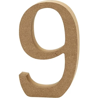 Image of Wooden MDF Number 9 Size 8cm Tall Free Standing For Arts &amp; Crafts Personalized Name Decor