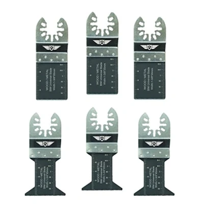 Image of 6 x TopsTools FAK6BMX Fast Fit Bi Metal Blades Compatible with Dewalt Stanley Black and Decker Bosch Fein (Non StarLock) Makita Milwaukee Hitachi Parkside Ryobi Worx Workzone Multitool Accessories