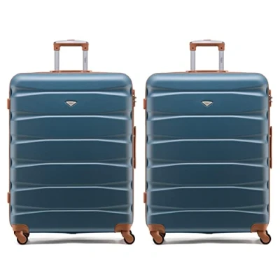 Image of Flight Knight Set of 2 Premium Suitcases Extra Stong Lightweight Luggage Hardcase with 4 Wheels &amp; Built in Lock (Set L+L)