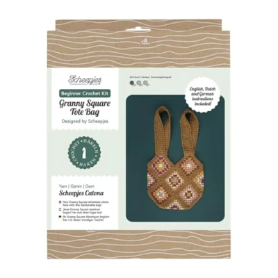 Image of Scheepjes Granny Square Gold Tote Bag Beginner Crochet Kit 1 Set