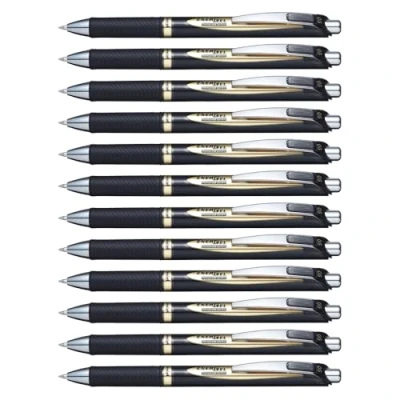 Image of Pentel EnerGel 0.5mm Permanent Retractable Rollerball Pen Black ink Pack of 12