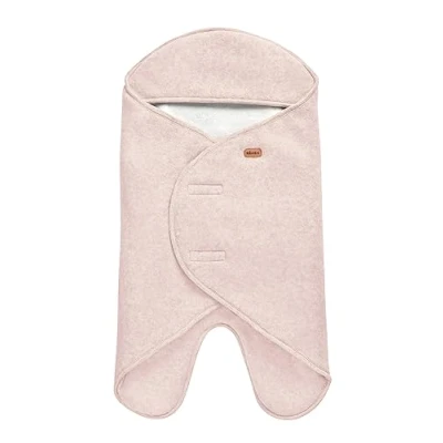 Image of Béaba Babynomade Double Polar Fleece, Baby Winter Blanket, Car Seat/Pram/Sat Compatible, Soft, Warm, Water Repellent, Breathable, Harness Passage, Soft Pink/White,0 6 Months