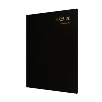 Image of Collins &#039;Essentials&#039; 12 Month Mid/Academic Year Planner, July 2025 2026 Week to View Appointments Diary, A4 Hard Cover, Black