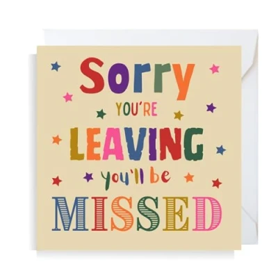 Image of Second Ave Sorry You&#039;re Leaving Square Card Colleague New Job