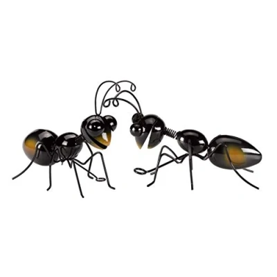 Image of Garden Mile® 2pc Hanging Metal Ant Ornament Wall Clinger Reclaimed Hanger Decoration Insect Sculpture Bug Fence Crawler Decking and Patio Vertical Sculptures