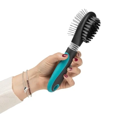 Image of Mikki Dog, Cat Combi Brush Removes Knots, Tangles 2 sided Nylon and Ball Pin for Medium to Large Pet