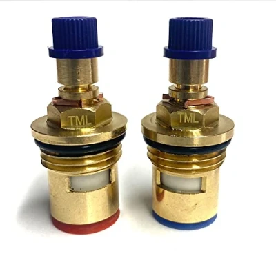 Image of Tap Cartridge Compatible with BS5412 XZ 20 B&amp;Q Cooke &amp; Lewis Treur Wickes Siena Valve Pair (Version without Threaded Collar Plus 32 Teeth/blue spline handle adaptor)