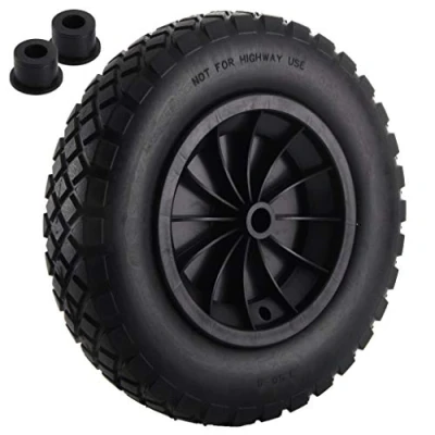 Image of KetoPlastics BLACK PU 14&quot; Puncture Proof Solid Industrial Wheelbarrow Wheel Tyre 3.50 8