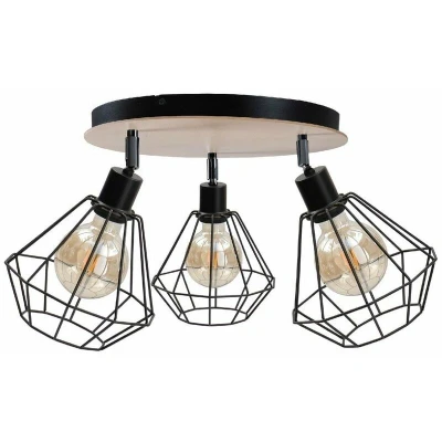 Image of Atwood Ceiling Spotlight Clusters Black, Wood, 34cm, 3x E27