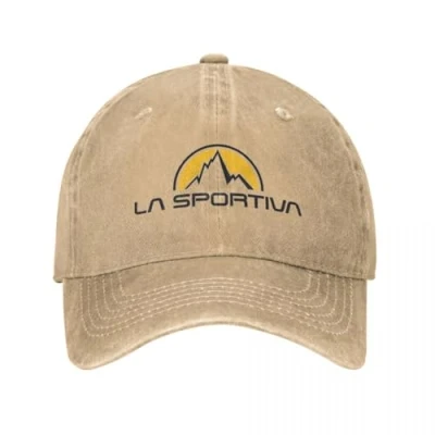 Image of WVVCXCC Unisex and Fashionable La Sportiva Logo Baseball Caps Climbing Distressed Denim Washed Hat Retro Outdoor Travel Unstructured Soft Headwear Sports Gifts