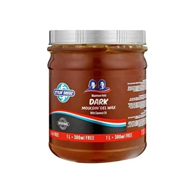 Image of Stylin&#039; Dredz/Maximum Hold Dark/Moulding Gel Wax with Coconut Oil Hair Care / 1300 ml (Pack of 1)