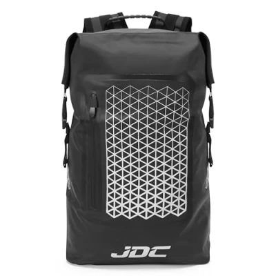 Image of JDC Motorcycle Rucksack 100% Waterproof Dry Bag Roll Top Black Delta Reflective 30L