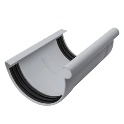Image of INEFA Gutter Connector, Half Round, PVC NW 100 Grey Simple Push fit Installation, Made in Germany