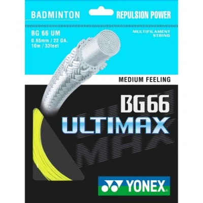 Image of (Yellow) YONEX BG 66 Ultimax Badminton Thong 10m Set