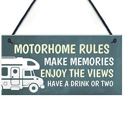 Image of RED OCEAN Motorhome Rules Sign Hanging Door Plaque Caravan Accessories