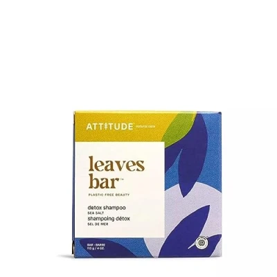 Image of ATTITUDE Hair Shampoo Bar, EWG Verified, Vegan and Plastic free Beauty Care, Detox, Sea Salt, 113 grams