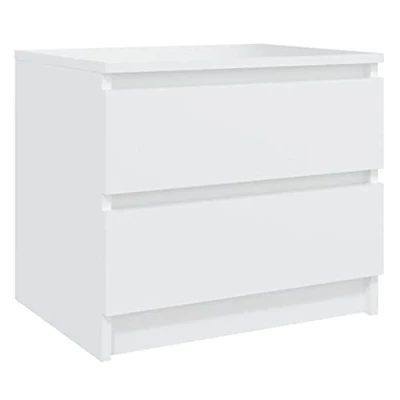 Image of vidaXL Bed Cabinet White, Engineered Wood, Scandinavian Style, Rectangular Shape, for Bedroom 50x39x43.5 cm