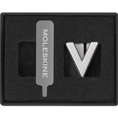 Image of Moleskine Pin for Notebook or Planner Letter V, Pin, Customize The Elastic Closure, Special Customized Gift, Color Silver