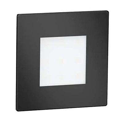 Image of ledscom.de 6 LED Stair Light/recessed Wall Light FEX for Indoor and Outdoor use, Angular, Black, 85 x 85mm, Blue