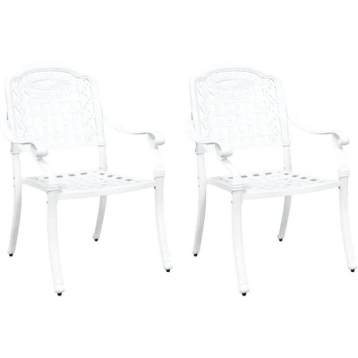Image of vidaXL Garden Chairs 2 pcs White Cast Aluminum
