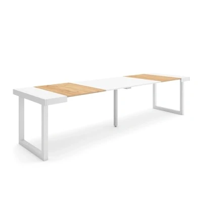 Image of Skraut Home Extendable Console Table Folding Dining 300 For 14 diners Solid wood legs Modern Style Oak and White