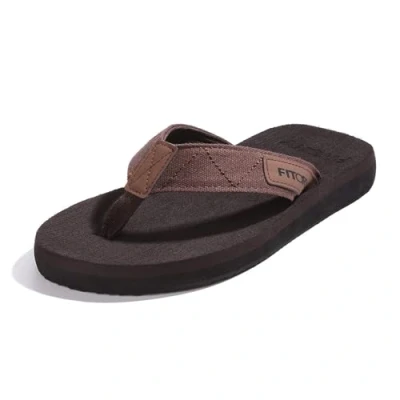 Image of FITORY Men&#039;s Flip Flops Thongs Lightweight Sandals Comfy Summer Shoes for Beach/Pool Size 6 12 (Brown 8 UK)