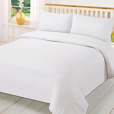 Image of Brentfords Plain Dye Duvet Quilt Cover with Pillow Cases Bedding Set White, King