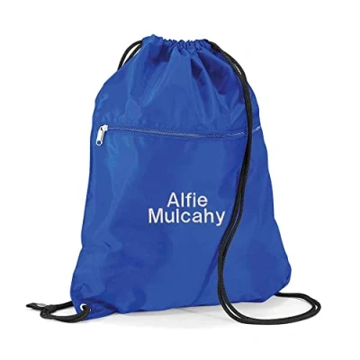 Image of Oh Sew Simple Personalised Water Resistant QUADRA Branded Swim Bag Kids Sports Gym with zip front side pocket. Choice of coulours available.