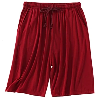 Image of Men&#039;s Pyjama Shorts Comfy Model Nightwear Super Soft Lounge Wear Bottoms,Wine Red,5XL