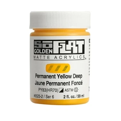 Image of Golden SoFlat Matte Acrylic Paint, 2oz jar, Permanent Yellow Deep (6525 2)