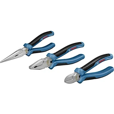 Image of Bosch Professional Three Part Pliers Set (Combination Pliers, Needle Nose and Side Cutters, with L BOXX Inlay)