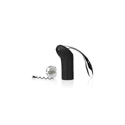 Image of Rabbit Vertical Corkscrew Wine Opener with Foil Cutter and Extra Spiral in Gift Box, Metal, Black, 14 x 5 cm