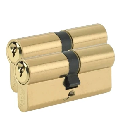 Image of Yale B ED4050KA PB Euro Double Cylinder, 3 Keys Supplied, Standard Security, Boxed, Pack of 2, Suitable for All Door Types, 40:10:50 (100 mm), Brass Finish
