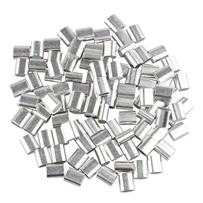 Image of Futheda 100 pcs Aluminum Crimping Loop Sleeve Clips Oval Shaped for 2.5mm Cable Wire Rope Silver Tone