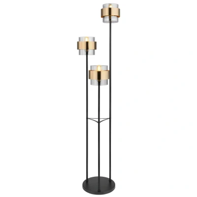 Image of Milley Multi Arm Floor Lamp Matt Black Glass Shade 3x E27