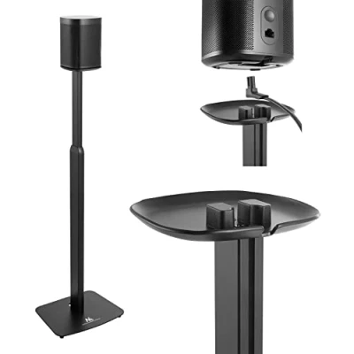 Image of Maclean MC 896 Speaker Floor Stand Compatible with Sonos One and SL Cable Management Holder Height Adjustable from 70 to 127 cm (1)