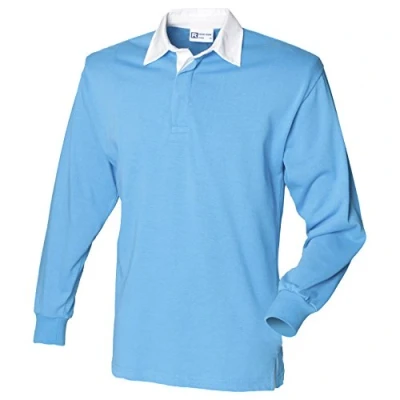 Image of Front Row Long Sleeve Classic Rugby Shirt, 14 Colours, Small Navy/White 3XL