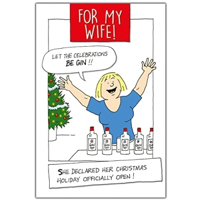 Image of Wife Christmas Card, Funny Cards Wife, Xmas Card for Her Funny, Her,