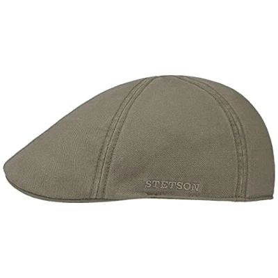 Image of Stetson Texas Cotton Flat Cap with UV Protection 40+ Peaked Ivy Solid Color for Spring/Summer Olive XL (60 61 cm)