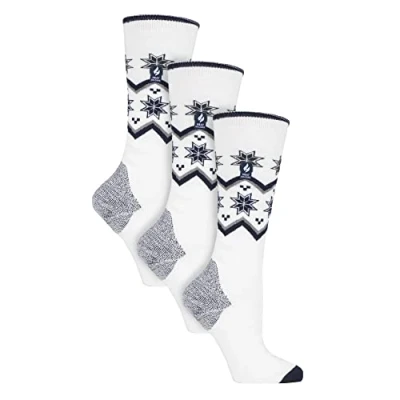 Image of HEAT HOLDERS 3 Pair Multipack Ultra Lite Ladies Ski Socks Womens Funky Patterned Striped Knee High (4 8, Cream Fairisle)