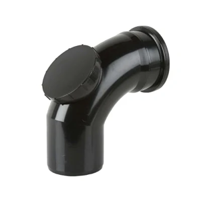 Image of 110MM Black Soil Pipe and Ring Seal Fittings Push Fit Single Socket 87.5 Bend Elbow with Door