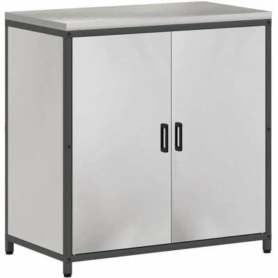 Image of vidaXL Kitchen Storage Cabinet with Shelf Door Silver Stainless steel