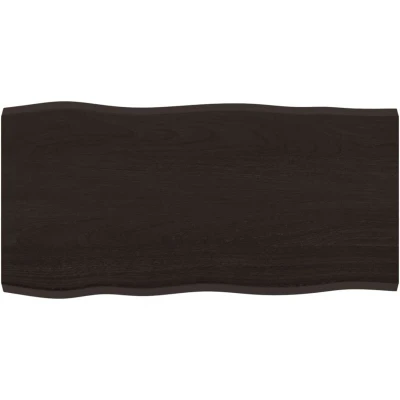Image of vidaXL Table Top Dark Brown 80x40x2 cm Treated Solid Wood Oak Live Edge