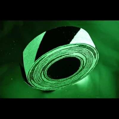 Image of FindTape Glow in The Dark Egress Hazard Marking Tape (GLW HZ): 2 in. x 33 ft. (Alternating Luminescent Lime Green and Black)
