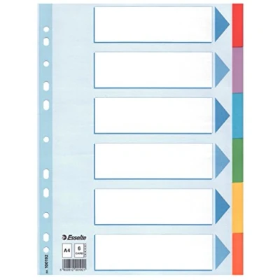 Image of 6 Tabs Esselte Divider Cardboard A4 Pack of 20