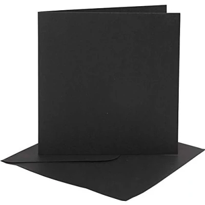 Image of 4 Black 6x6 Cards &amp; Envelopes for Card Making Crafts Blanks